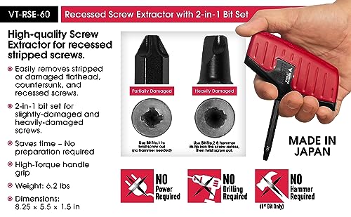 VAMPLIERS 2-PC Stripped Screw Extractor 6.25" Pliers + Recessed Extractor