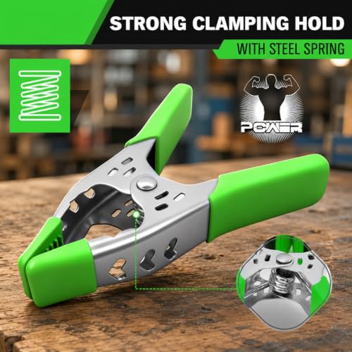 6-Piece 8-inch Heavy Duty Spring Clamp, Large Spring Clamps for Woodworking, Metal Clips 3.4-inch Jaw Opening Clamps for Backdrop, Pool Cover, Photography - size: 8inch 6-Piece
