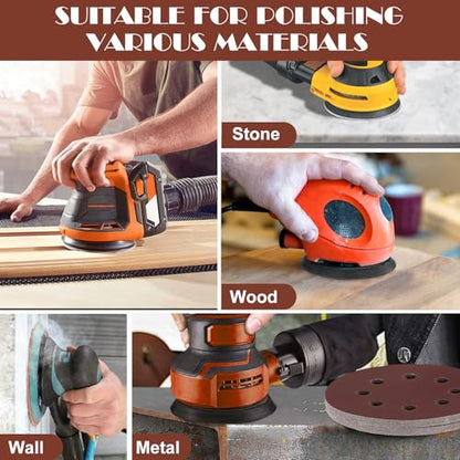60 Grit Sanding Discs Sandpaper, Jamiikury 5 Inch Orbital Sander Sandpaper Hook and Loop Sanding Pads Round Sand Paper - Pack of 20