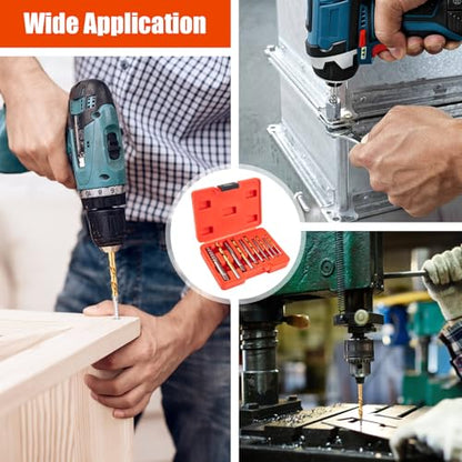 10-Piece Screw Extractor Left-Hand Drill Bit Set Spiral Flutes