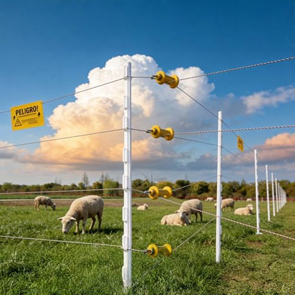 50 Pack 48" Plastic Step-in Electric Fence Posts with Clips (White-50PCS) - color: White-50PCS