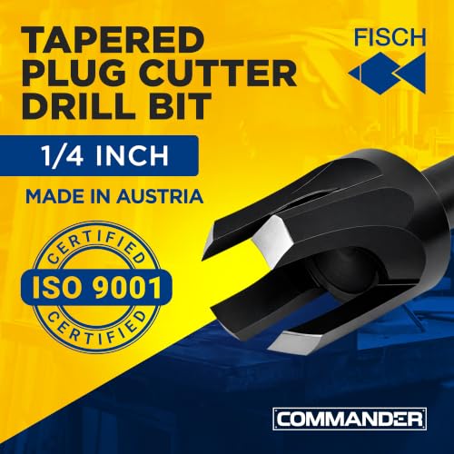 Tapered Plug Cutter Drill Bit - Four Flute Woodworking Tool Steel 1/4 Inch - size: 1/4-Inch