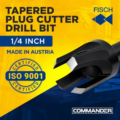 Tapered Plug Cutter Drill Bit - Four Flute Woodworking Tool Steel 1/4 Inch - size: 1/4-Inch