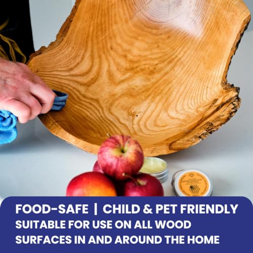 Premium Food-Safe Beeswax Wood Polish & Furniture Wax – Hand Poured Wood Conditioner | Eco-Friendly & Non-Toxic | Protects & Restores All Wood: Furniture, Toys, Cutting Boards, Ornaments (1 Fl Oz) - size: 1.0 fl oz - Starter Tin