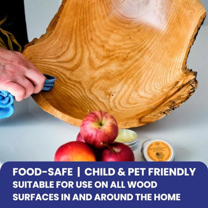 Premium Food-Safe Beeswax Wood Polish & Furniture Wax – Hand Poured Wood Conditioner | Eco-Friendly & Non-Toxic | Protects & Restores All Wood: Furniture, Toys, Cutting Boards, Ornaments (1 Fl Oz) - size: 1.0 fl oz - Starter Tin