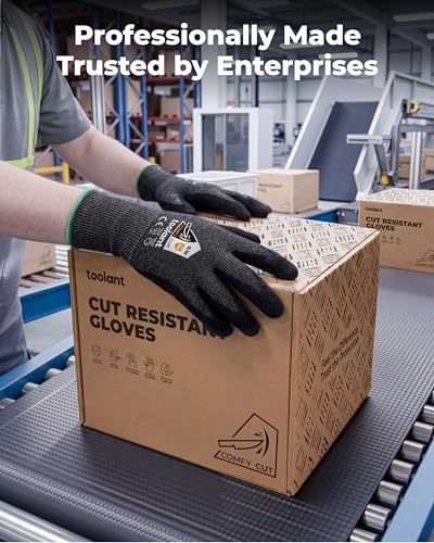 toolant ComfyCut A4 Cut Resistant Work Gloves, 1 Pair, Dark Gray, Large - size: Large