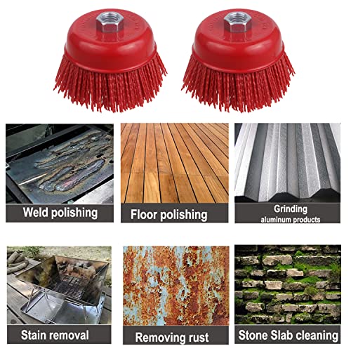 4" Nylon Cup Brush for Angle Grinder, 5/8" 11 Thread, 1/4" Drill Arbor - style: 1 Pack