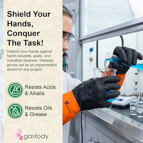 Gastody™ - Chemical Resistant Gloves, Reusable,Heavy Duty Safety Work Gloves,Resist Acid,Oil,Alkali - S-M-L-XL-XXL Size - size: X-Large, style: Set of 6 Pairs