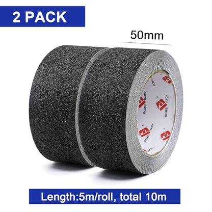 BOMEI PACK Anti Slip Traction Tape,2 Inch x 16.5 Ft,Heavy Duty Non Slip Tape,Grip Tape for Stairs, Tread Step, Indoor & Outdoor Use,Waterproof Stairs Non Skid Treads (Black) - color: Black