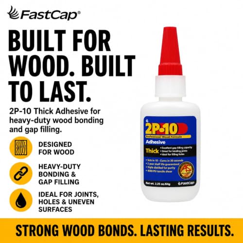 FastCap 2P-10 Professional 2 Oz Thick Super Glue Adhesive Bottles, 6-Pack