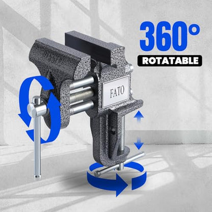 FATO 3” 360° Clamp-On Table Vise, 800LB Clamping Force - size: Table-3"