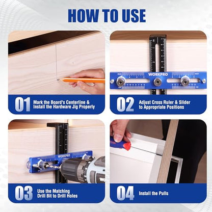 WORKPRO Cabinet Hardware Jig, Adjustable Cabinet Handle Template