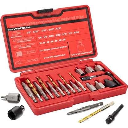 22Pcs Screw Extractor Set Left Hand Drill Bit Set with Hex Adapter - size: 22Pcs
