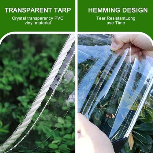 Clear Tarp with Grommets, 3x7ft Transparent Tarps Heavy Duty Waterproof - size: 3x7ft