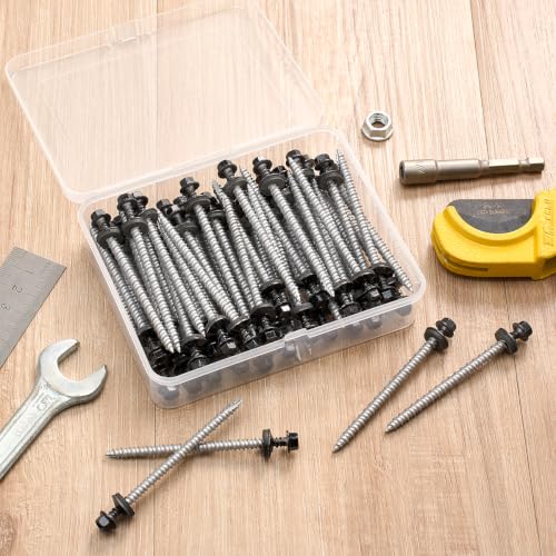 50 Pcs #10x3 Black Metal Roofing Screws for Metal Roofs, Wall Panels - size: #10x3"