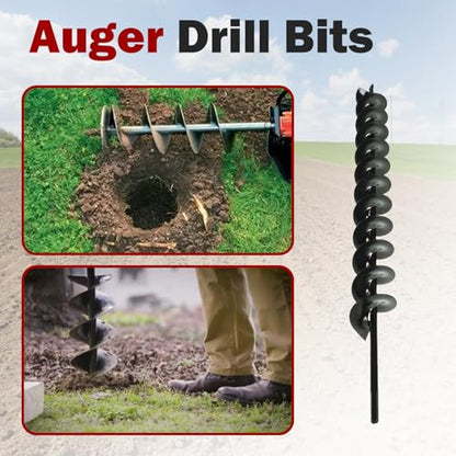 findmall Auger Drill Bit, Earth Auger Bit, 24 Inch Length 2 Inch Width Repid Planter, Yard Gardening Planting Corm Auger, Post or Umbrella Hole Digger for 3/8 Inch Hex Drive Drill - size: 24 x 2 in