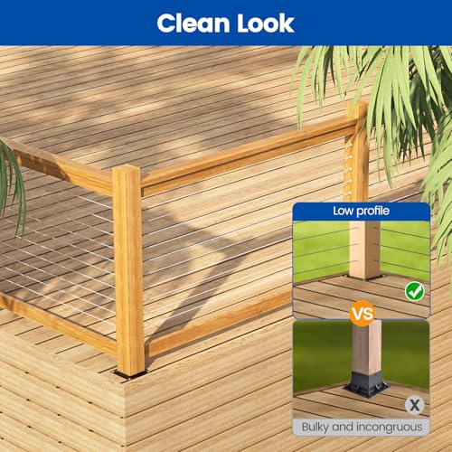 Muzata 4Pack 4"×4" Carbon Steel Wood Post Plate Connector WT08 - size: 4"×4"