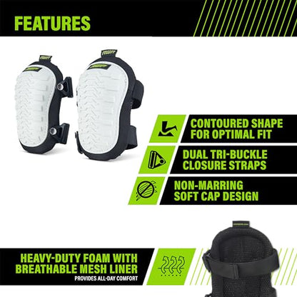 AWP Adult Knee Pads, 1 Pair, Non-Marring Cap, Black and White