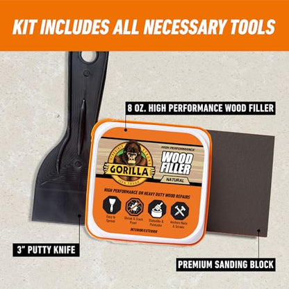Gorilla All Purpose Wood Filler Kit, with Putty Knife and Sanding Block - size: 1 - Pack