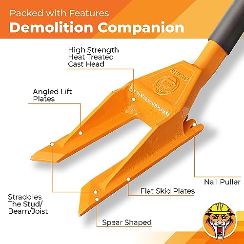 30” Demolition Pry Bar & Crowbar – Oval Handle Wrecking Bar for Ceiling & Wall Demo – Heavy Duty Nail Puller Tool for Contractors, Firefighters & Home Renovations - size: 30" Oval