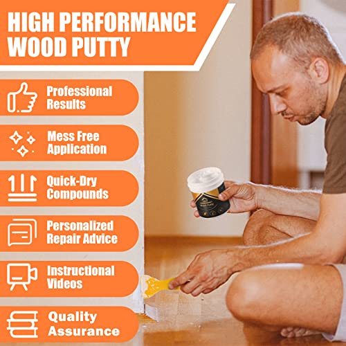 Deuvuo Wood Filler, Wood Putty Filler White - Our Wood Grain Filler Offers a Quick and Lasting Fix for Any Damage or Flaw - Paintable, Stainable, Sandable & Quick Drying - 9.87 Ounce - color: 9.87oz White