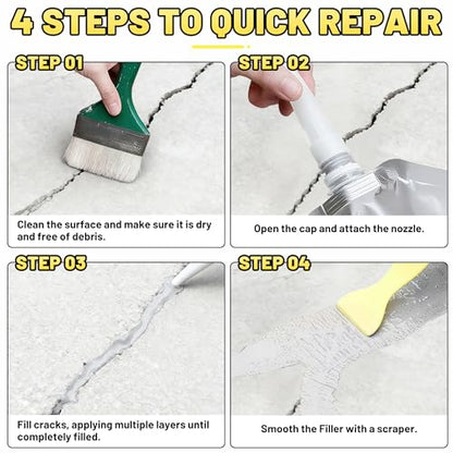 Concrete Crack Filler, 5.3LB High Elasticity Cement Crack Repair Sealant - size: 4pcs, 5.3LB