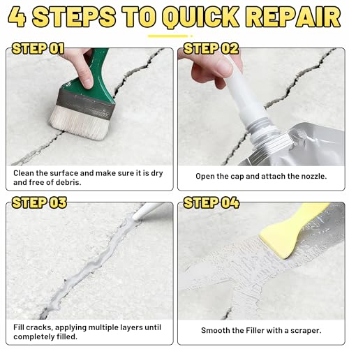 Concrete Crack Filler, 5.3LB High Elasticity Cement Crack Repair Sealant - size: 4pcs, 5.3LB