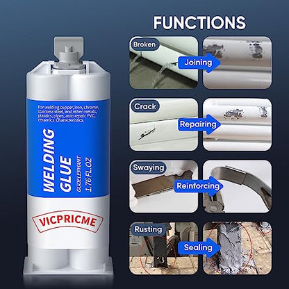 24 Pack Metal Glue,1.76oz 2 Part 5 Min Epoxy Glue, High Strength High Temperature Resistant Adhesive Body Filler, Marine Sealant,Liquid Steel Cold Weld Plastic,Aluminum,Wood,Marine epoxy Putty Repair - size: 24pcs