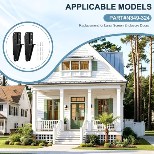 2 Pack Screen Door Closer Bracket, Replacement Post Jamb Bracket with Screws, Compatible with V1709 & V1346 for Lanai Screen Door Closers (Black)