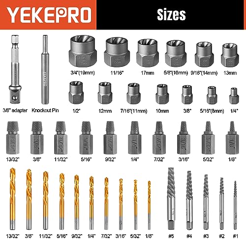 40 Pcs Broken Bolt Extractor Kit with Easy Out Screw Extractor Set - size: 40-Piece Bolt & Screw Extractor Set