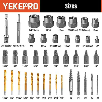 40 Pcs Broken Bolt Extractor Kit with Easy Out Screw Extractor Set - size: 40-Piece Bolt & Screw Extractor Set