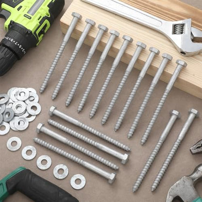 Tandefio 100 Pack 3/8'' x 6'' Lag Screw Bolts with Washer Galvanized - size: 3/8'' x 6''
