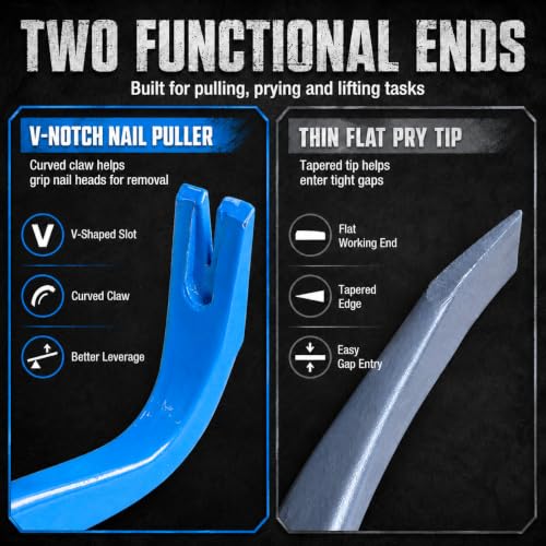 18 Inch 45 cm Heavy Duty Pry Bar Nail Puller Gray Blue - size: 18 Inch / 45 cm