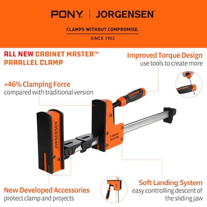 JORGENSEN 18-Inch Parallel Jaw Bar Clamps, 2-Pack Cabinet Master Bar Clamps - size: 18 Inch