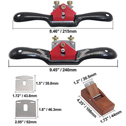 9"/10" Adjustable Flat Spokeshave Set with 6pcs Metal Blades & 1pc Plane
