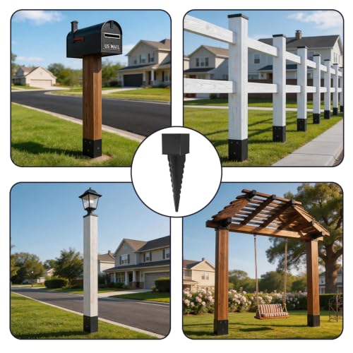 1Pcs 24"Fence Post Anchor Ground Spike| Black Powder-Coated| 6"x6" - size: 24"6*6