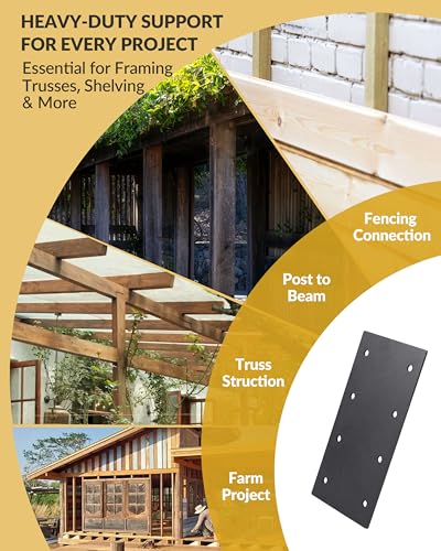 8 Pcs Ultra-Thick Straight Mending Plate, 9.25" x 4.5" Extreme Weatherproof Flat Bracket, Heavy Duty Steel I-Shape Timber Connector for 6x6 8x8 Lumber, Outdoor Pergola, Deck & Cabin - size: 8 Pack, style: P-Shape Tie