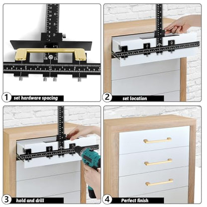 Cabinet Hardware Jig Template-Woodworking Punch Locator Drill Hole Guide - color: Black