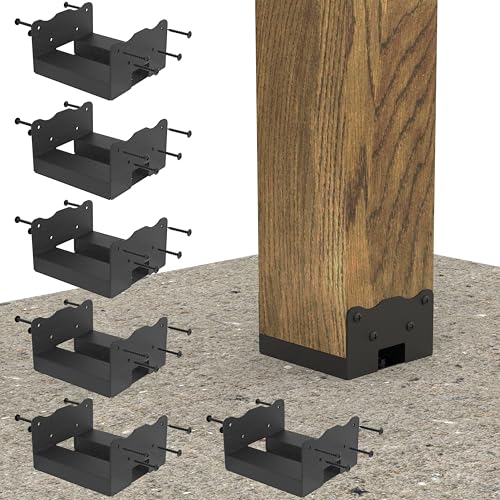 Eurydice 6x6 Deck Post Base Anchor Brackets Inner 5.6"x5.6",6PC Heavy Duty - size: 6 IN-6PC