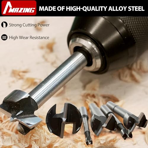 MAZING 16PCS Forstner Drill Bit Set for Woodworking, Auger Opener Round Shank Drilling Cutting Tool, Alloy Steel Ideal for Hard & Soft Wood, Plastic, Plywood - style: 16 Piece