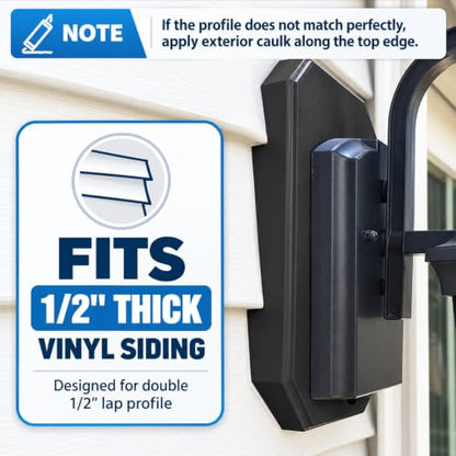 Podoy Vinyl Siding Mounting Block with Built-in Electrical Box (Black) - size: 1, style: Black