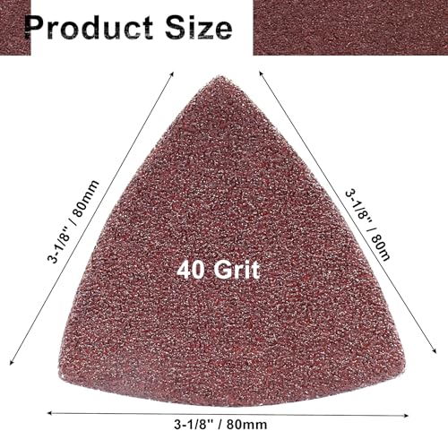 100 Pcs Triangle Sanding Pads, 80mm, 40 Grit - size: 40 Grit