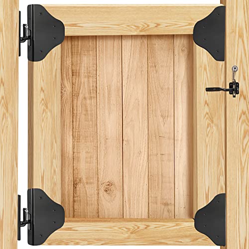 Fence Gate Kit Gate Hardware with Gate Latch - Updated 90 Degree Right Angle Gate Hinges - Anti Sag Gate Kit - Gate Corner Brace Bracket (1 Set) - size: No Sag Gate Kit