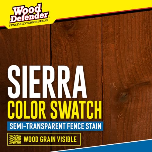Wood Defender Semi-Transparent Fence Stain and Seal, Sierra, 5-Gallon - color: Sierra, size: 5 Gallon