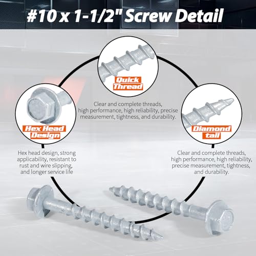 #10 x 1-1/2" Heavy Duty Joist Hanger Screws, 500 Count, SD Connector Screws - size: #10 x 1-1/2 in