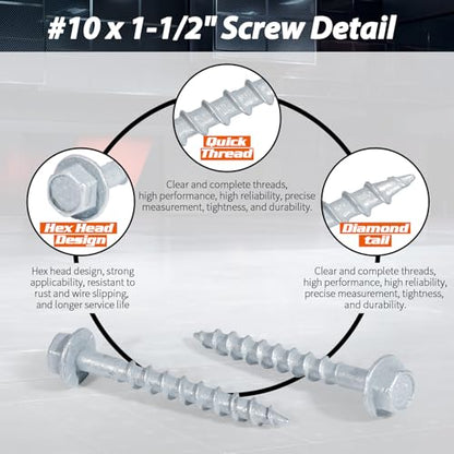 #10 x 1-1/2" Heavy Duty Joist Hanger Screws, 500 Count, SD Connector Screws - size: #10 x 1-1/2 in
