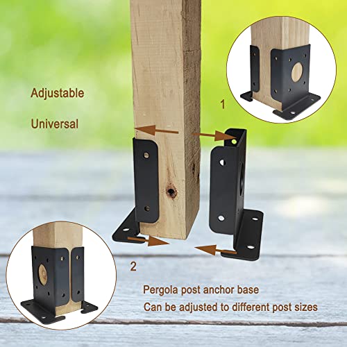 8Pcs Adjustable 4x4 Fence Post Anchor Base Brackets Floor Flange Heavy Duty Solid Pergola Post Base Brackets kit for Deck Handrail Railing Mailbox