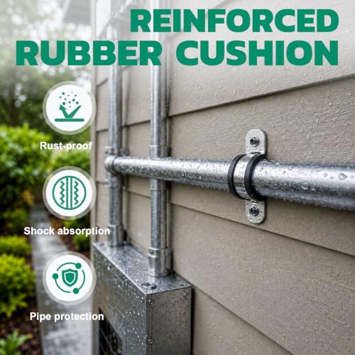 OURU 2.5 Inch Pipe Strap Fits 2.52"/63.9-64mm OD, Rubber U Bracket,6PCS - size: 2.5"