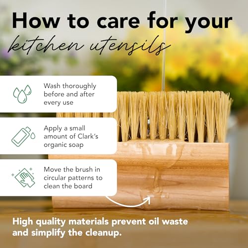 CLARK'S Cutting Board Oil & Wax Brush with Maple Wood Handle - Large - size: Large