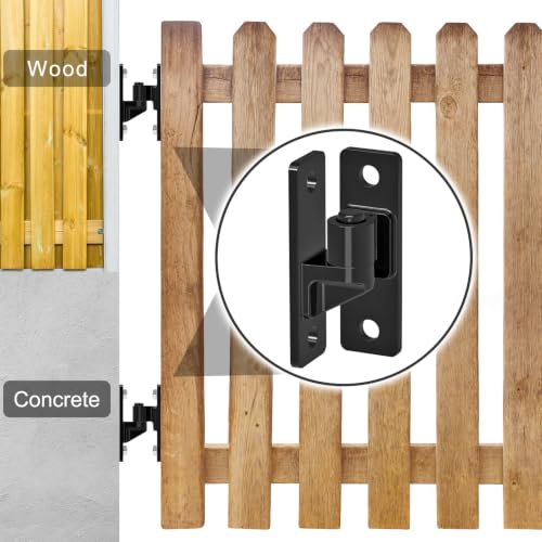 Insaga Heavy Duty Gate Hinges 6MM Thick Carbon Steel, 600LB Load Capacity Black Wall Mount Gate Hinge with 8 Screws, Electrocoated Rustproof Farm Gate Hinges for Wood Metal Fence Gates, 2Pack - color: Black-2Pack (Screws)